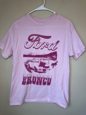 Ford Kids Short Sleeve Tee in Light Pink with Magenta Bronco Graphic